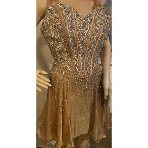 Mori Lee Madeline Gardner Beaded & Sequin Mini Dress With Sweetheart Corset  XXS